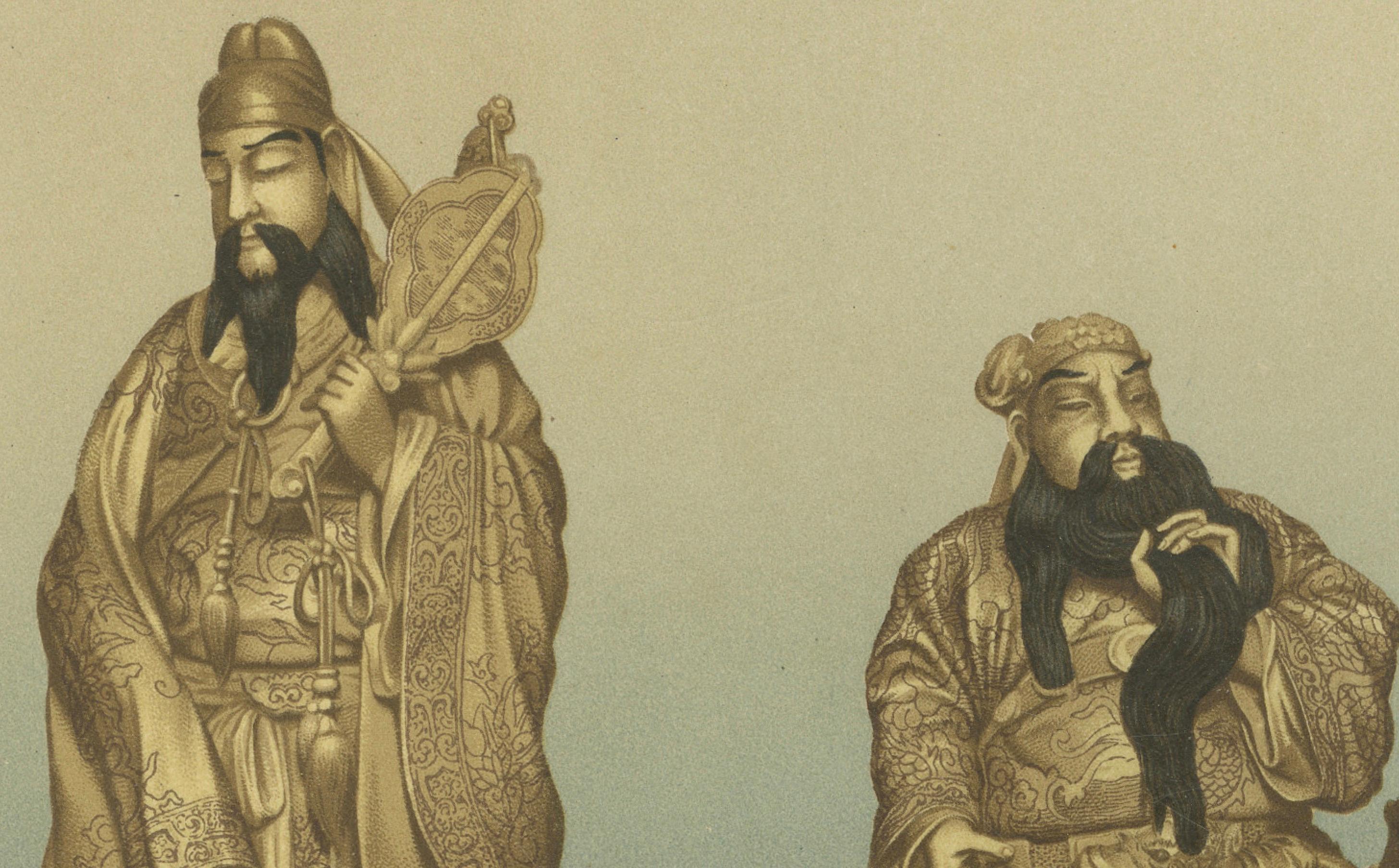 Japanese Figurines Depicting Warriors, Deities and Everyday Scenes in Art, 1884 In Good Condition For Sale In Langweer, NL