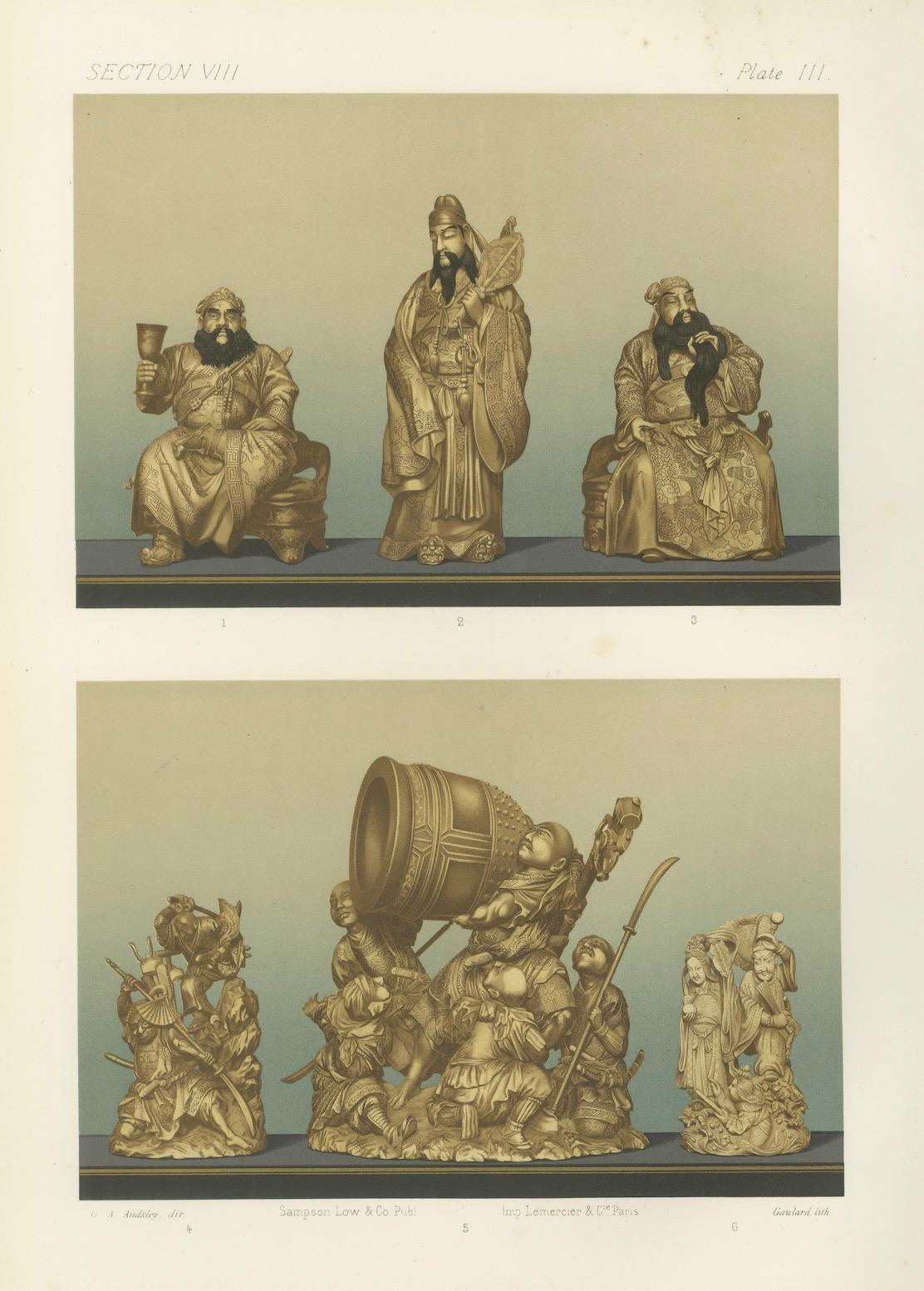 Japanese Figurines Depicting Warriors, Deities and Everyday Scenes in Art, 1884 For Sale 1
