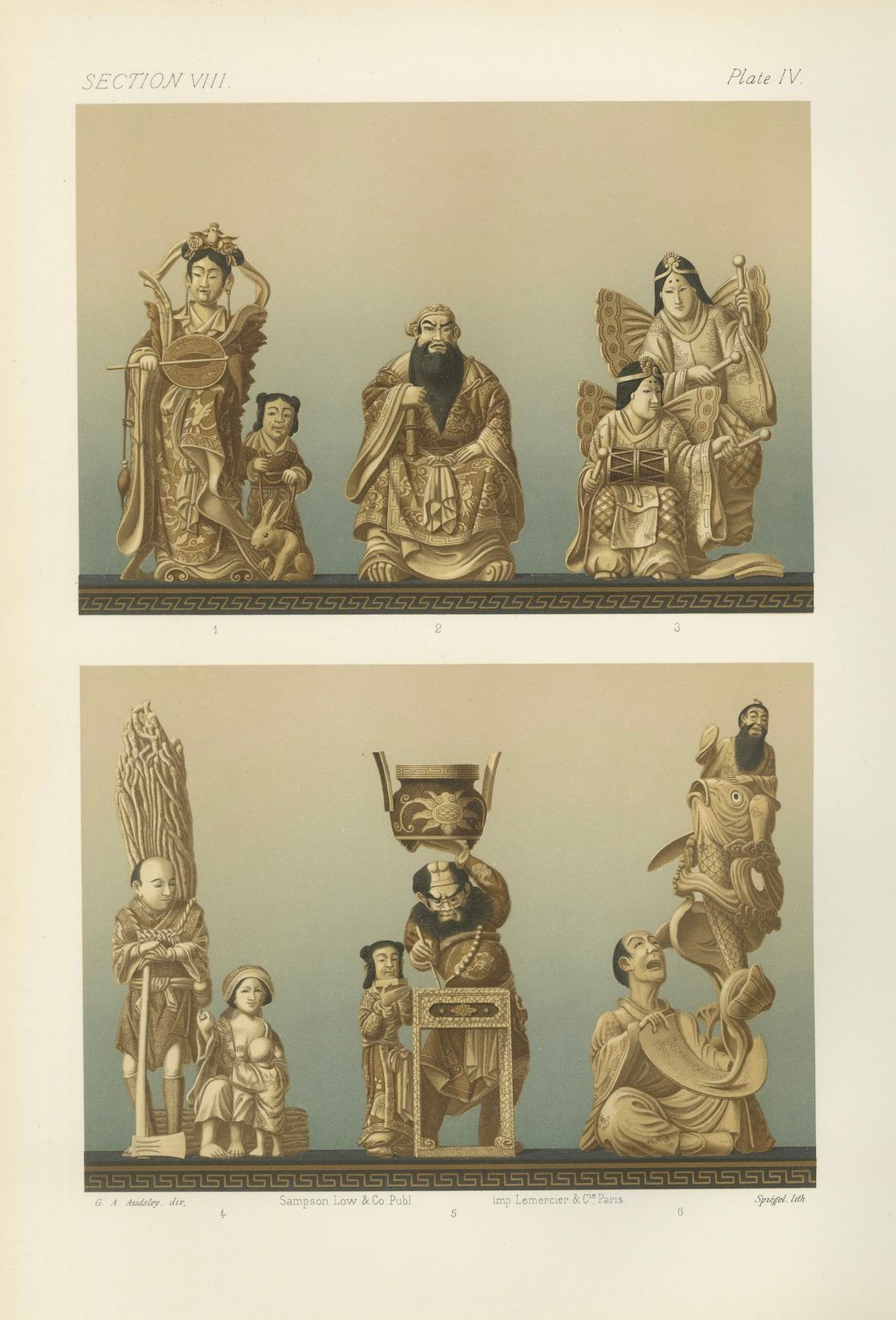 Figurine giapponesi che illustrano scene mitologiche, cerimoniali e quotidiane, 1884 in vendita 1