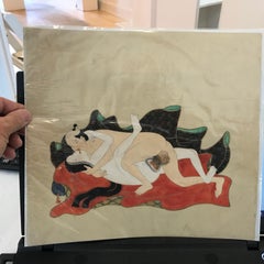 Japanese Fine and Early "Shunga" Tosa School Erotic Humor Painting, circa 1700