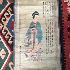 Japanese Fine Antique "Beautiful Bijin" Geisha Hand Painted Scroll