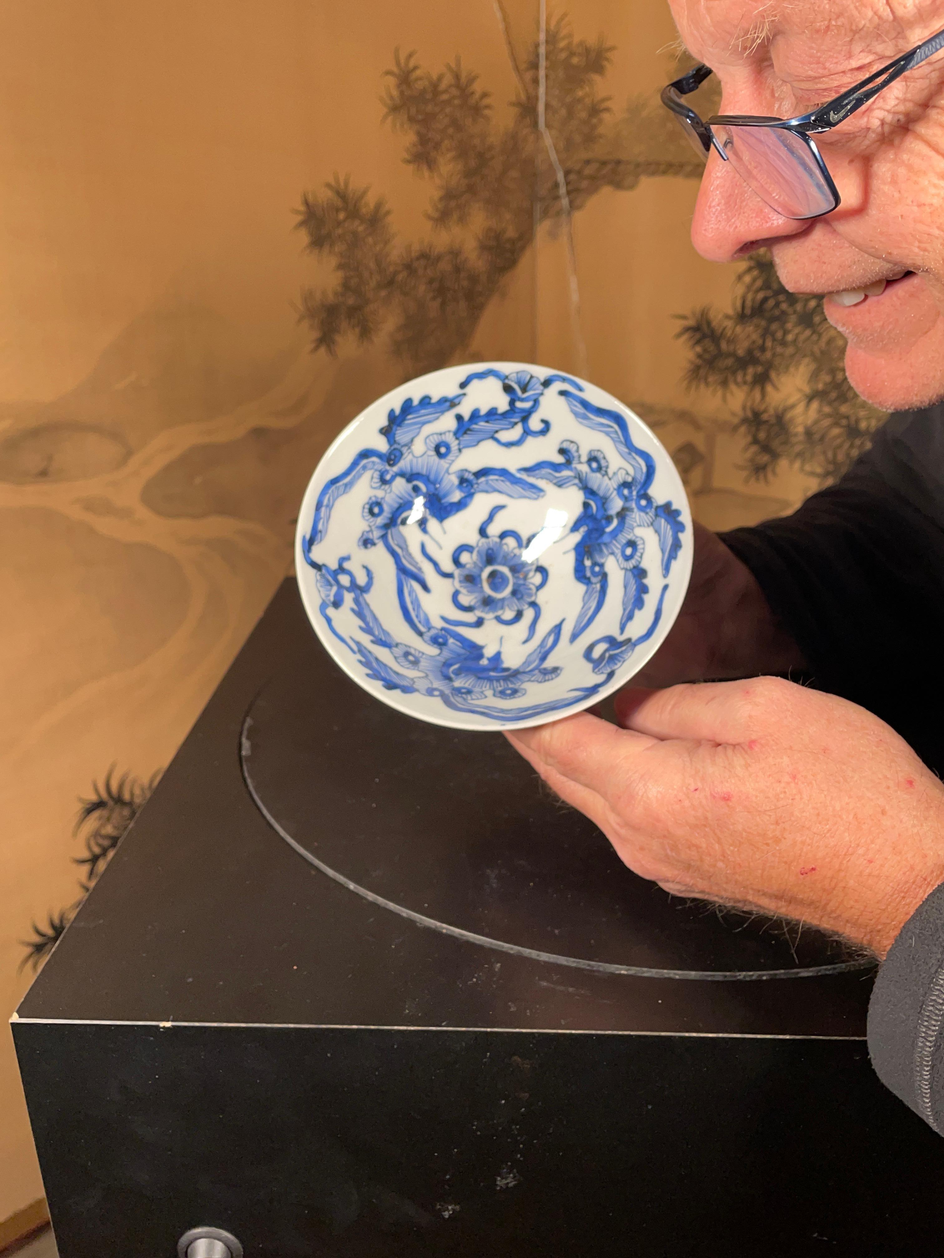 From Japan, a beautiful hand-built, hand painted and glazed, blue and white 