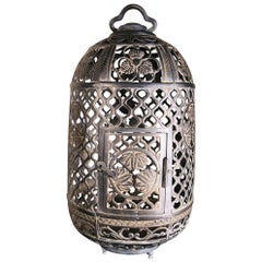 Japanese Fine Antique Bronze "Flowers & Bamboo" Umbrella Lantern 100 Yrs Old