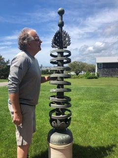 Japanese Fine Antique Bronze Nara "Nine Ring" Garden Pagoda