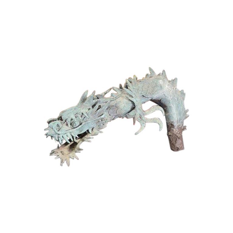 Japanese Fine Antique Bronze Temple Dragon Spout