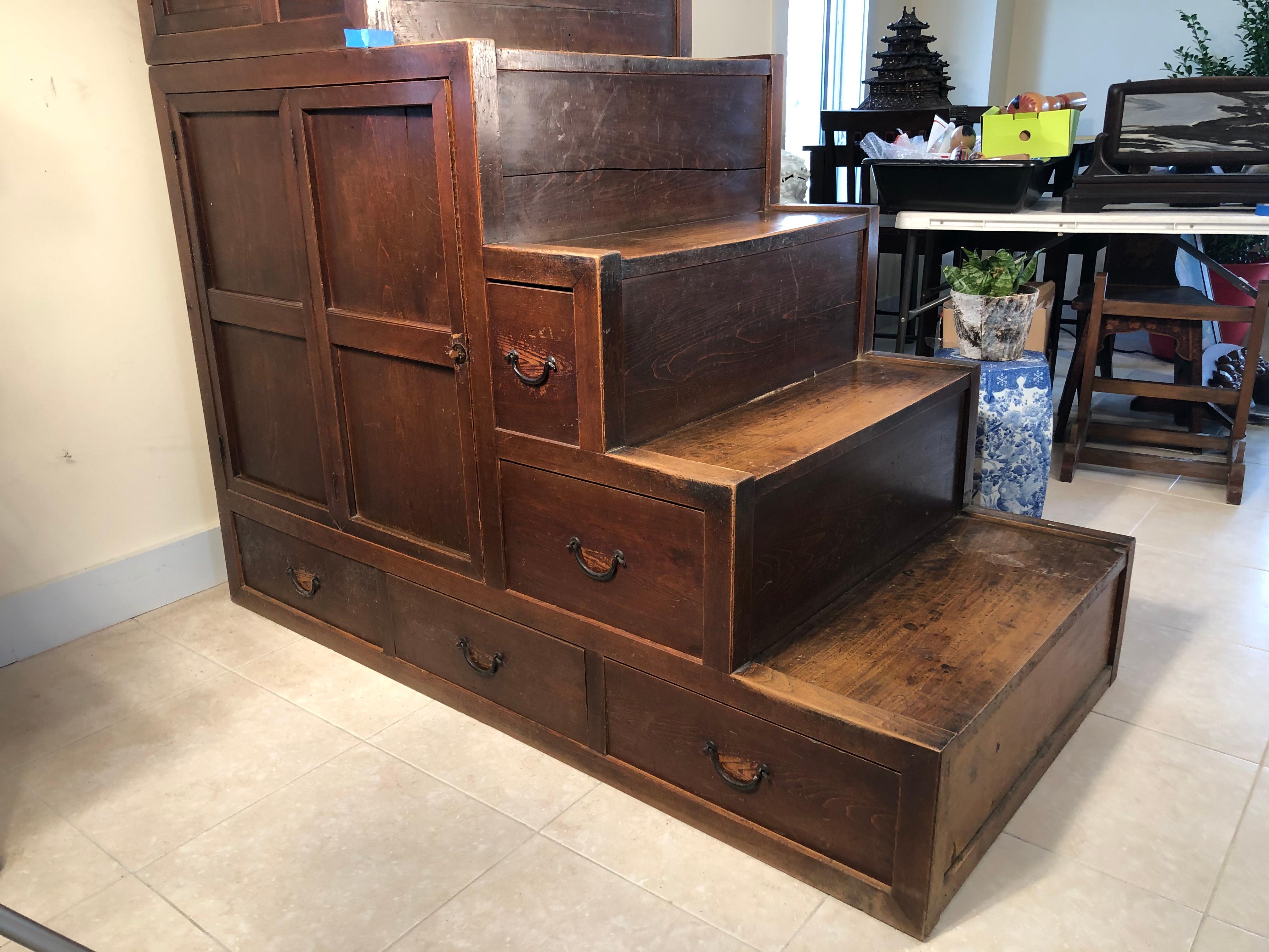 Japanese Fine Antique Cabinet Step Tansu, Meiji Period, 1870s-1890s, Fab Storage 2