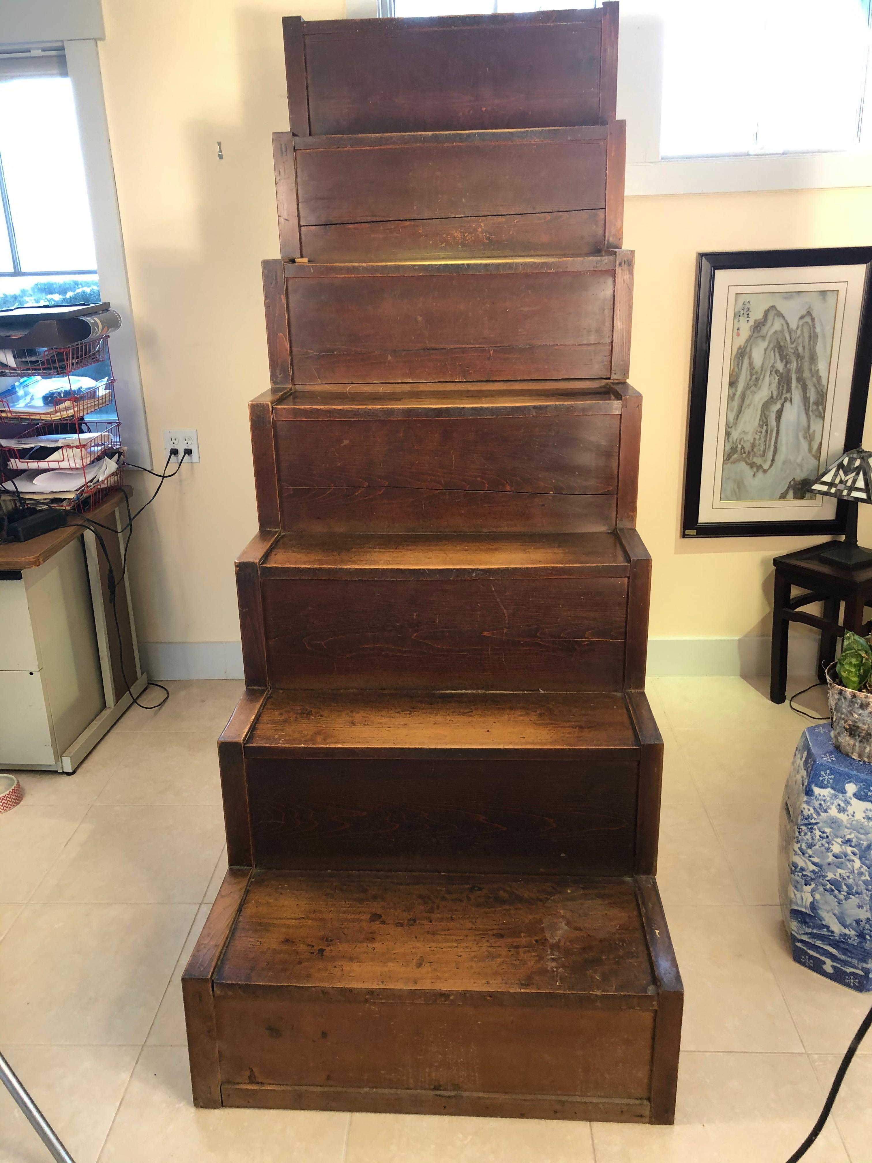 Japanese Fine Antique Cabinet Step Tansu, Meiji Period, 1870s-1890s, Fab Storage 4