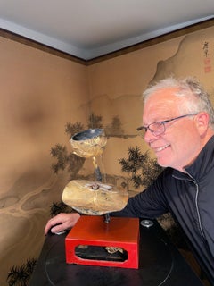 Japanese Fine Antique Gilt and Red Lacquer Lotus Bud Flower, Edo Period 19th C