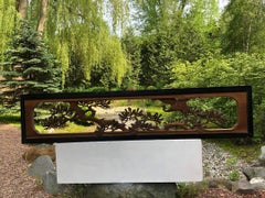 Japanese Fine Antique Hand Carved "Flying Crane & Trees" Screen