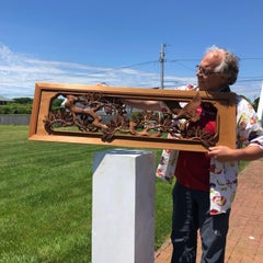 Japanese Fine Antique Hand Carved "Flying Crane & Trees" Screen