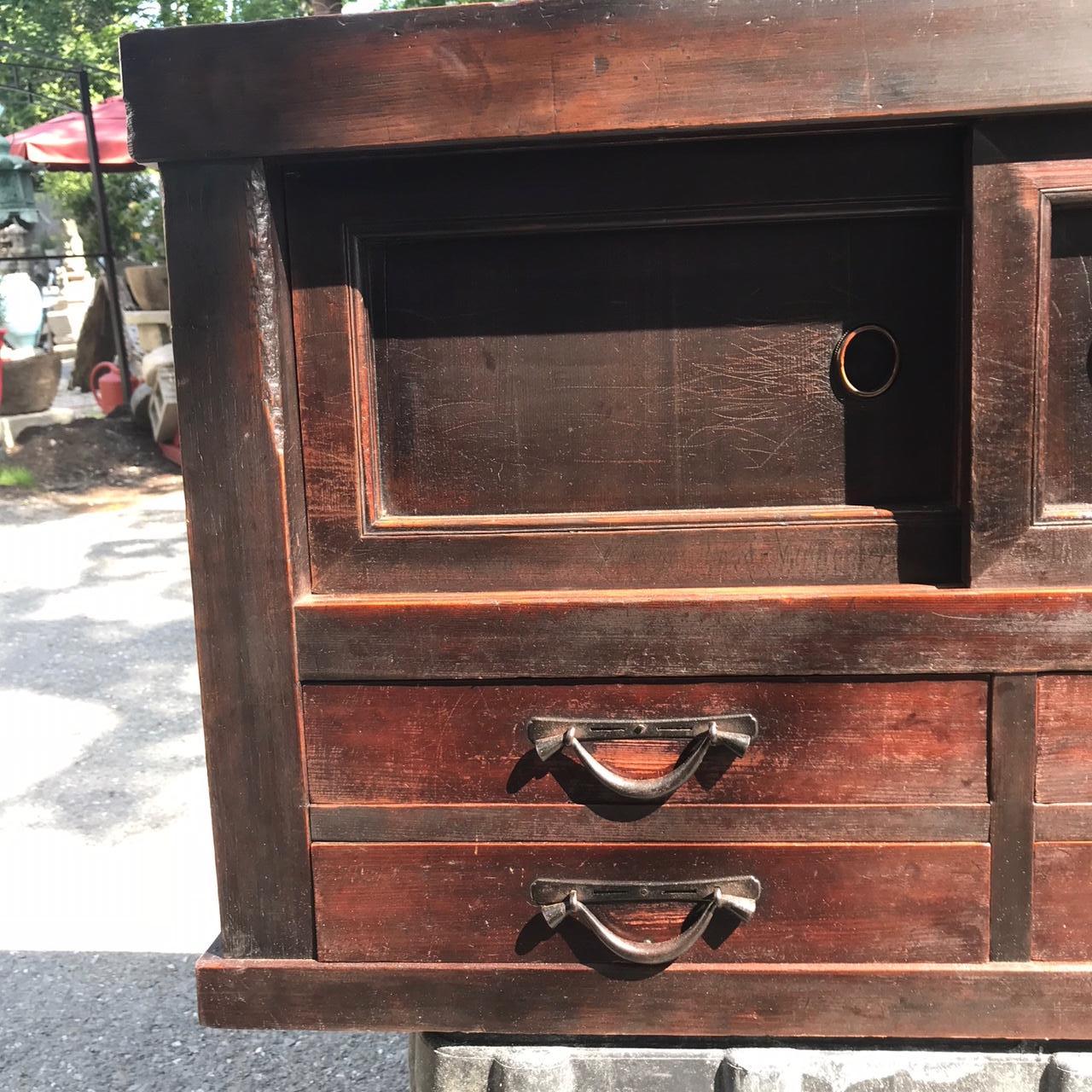 Meiji Japanese Fine Antique Wood Tansu Cabinet