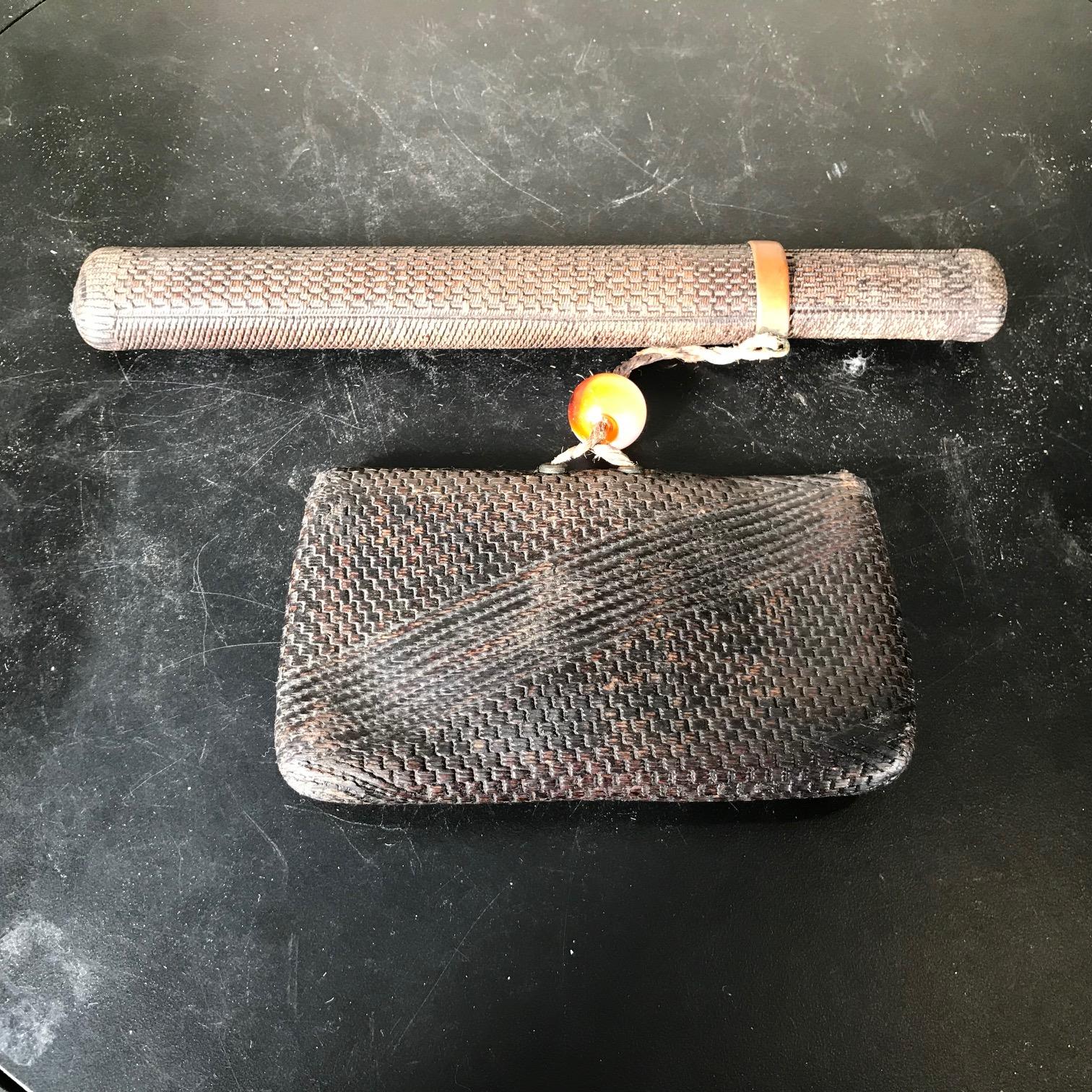 Japanese Fine Antique Kiseru Pipe, Pouch, Slipcase, Bead Ojime and Mice 3