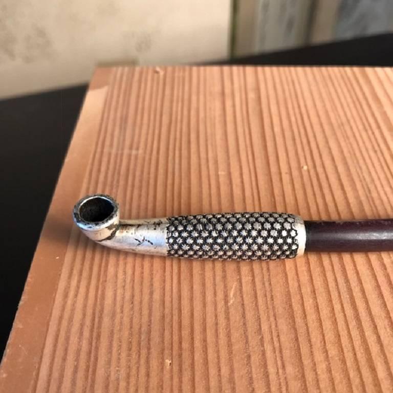 Japanese Fine Antique Silver Pipe Kiseru Rare find from Kyoto In Good Condition In South Burlington, VT
