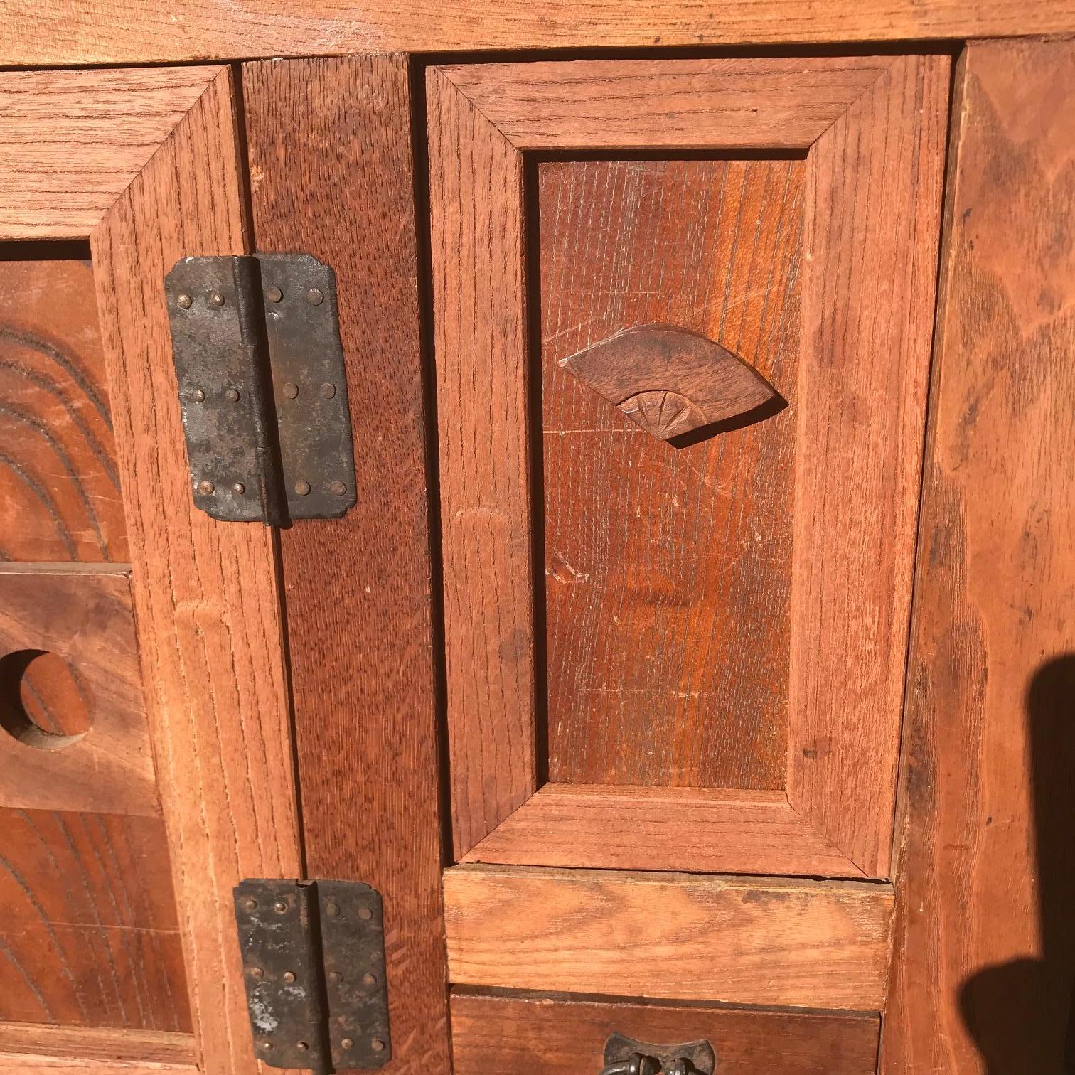 Hand-Crafted Japanese Lovely Antique Small Wood Tansu Cabinet Kodansu all original Rare Size