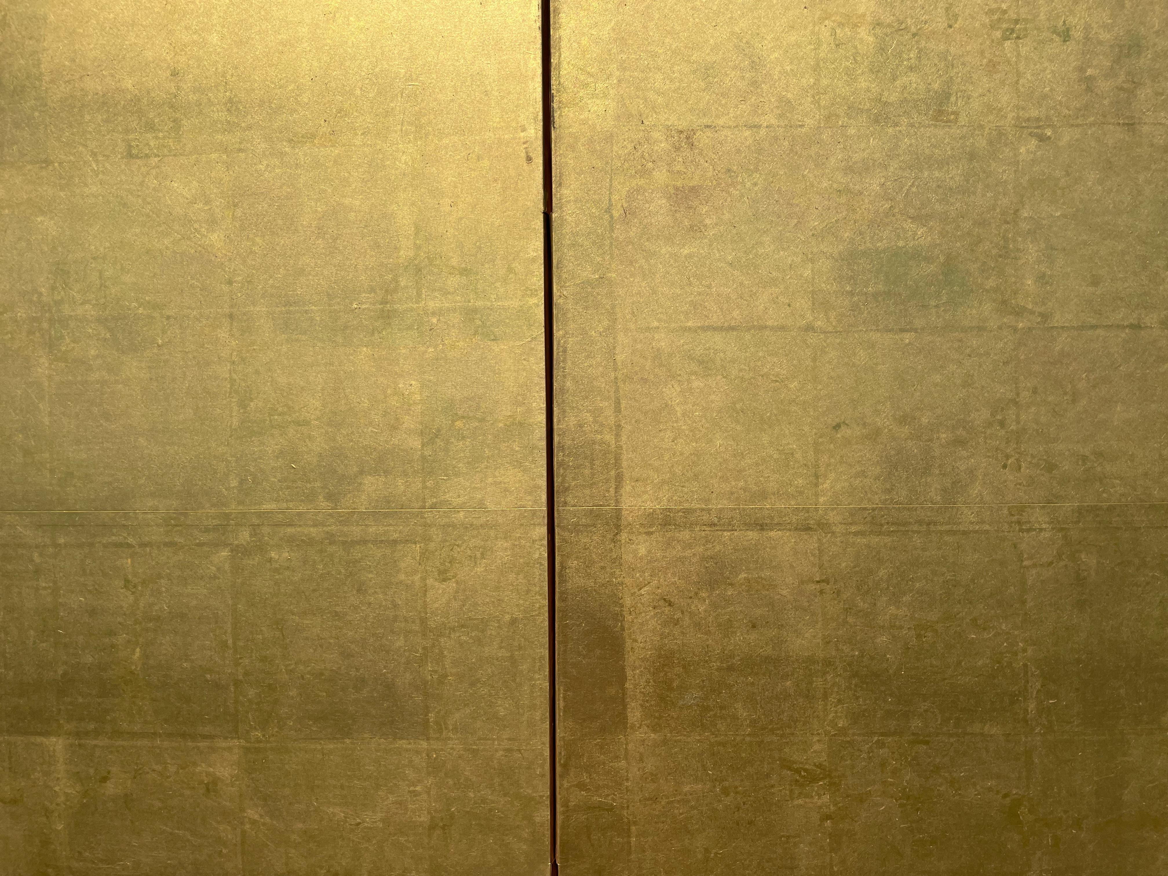 Japanese Fine Antique Stunning Gold Leaf Screen 4