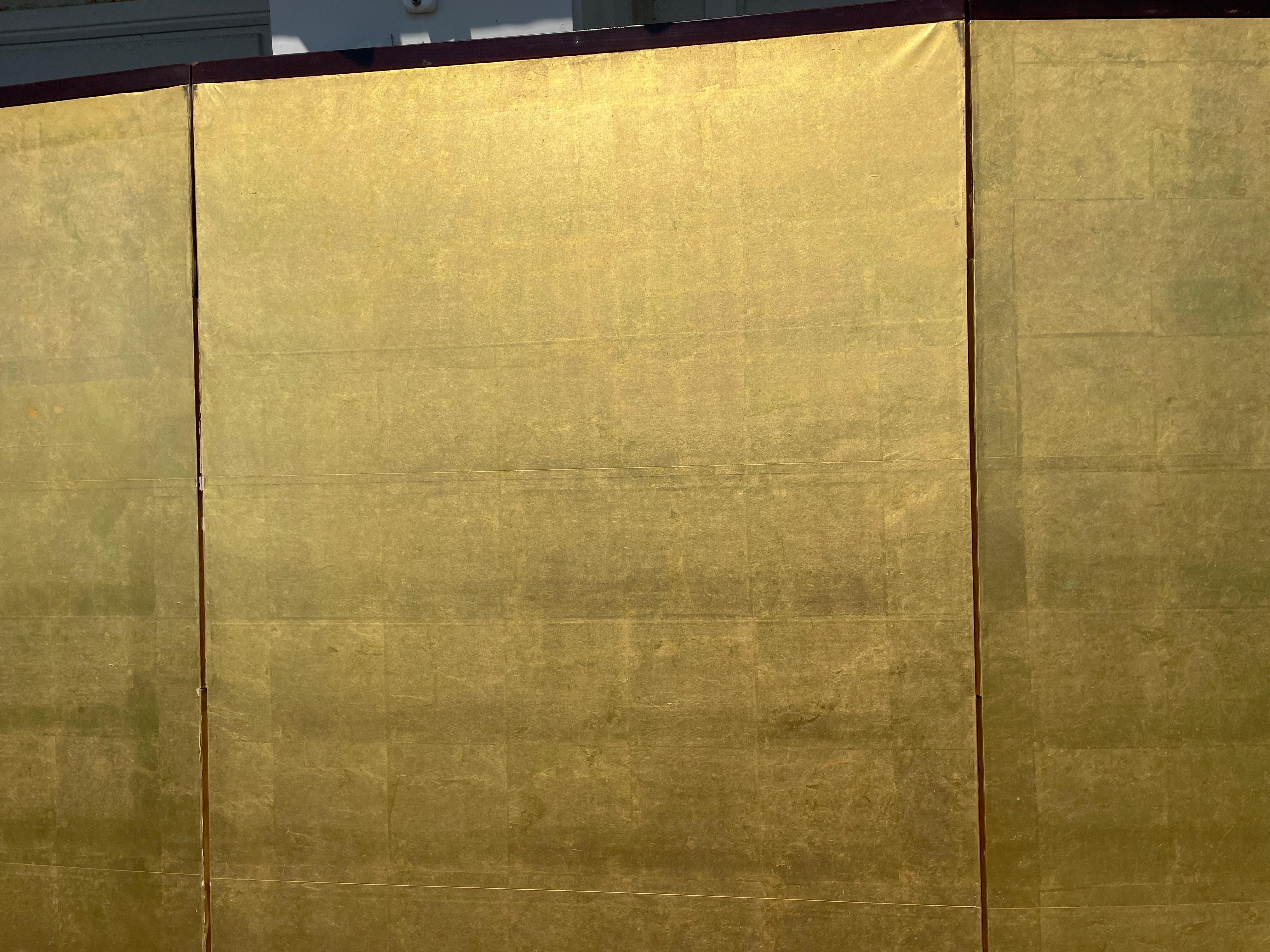 Japanese Fine Antique Stunning Gold Leaf Screen 5