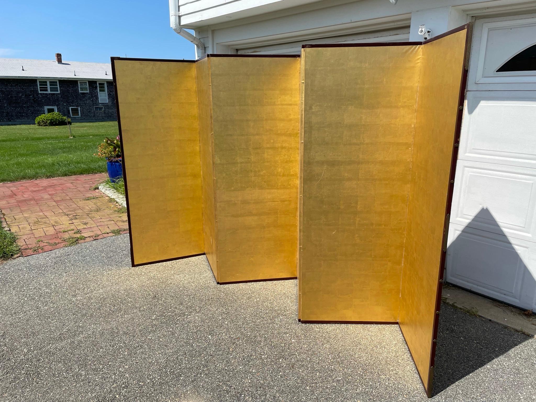 Japanese Fine Antique Stunning Gold Leaf Screen In Good Condition In South Burlington, VT