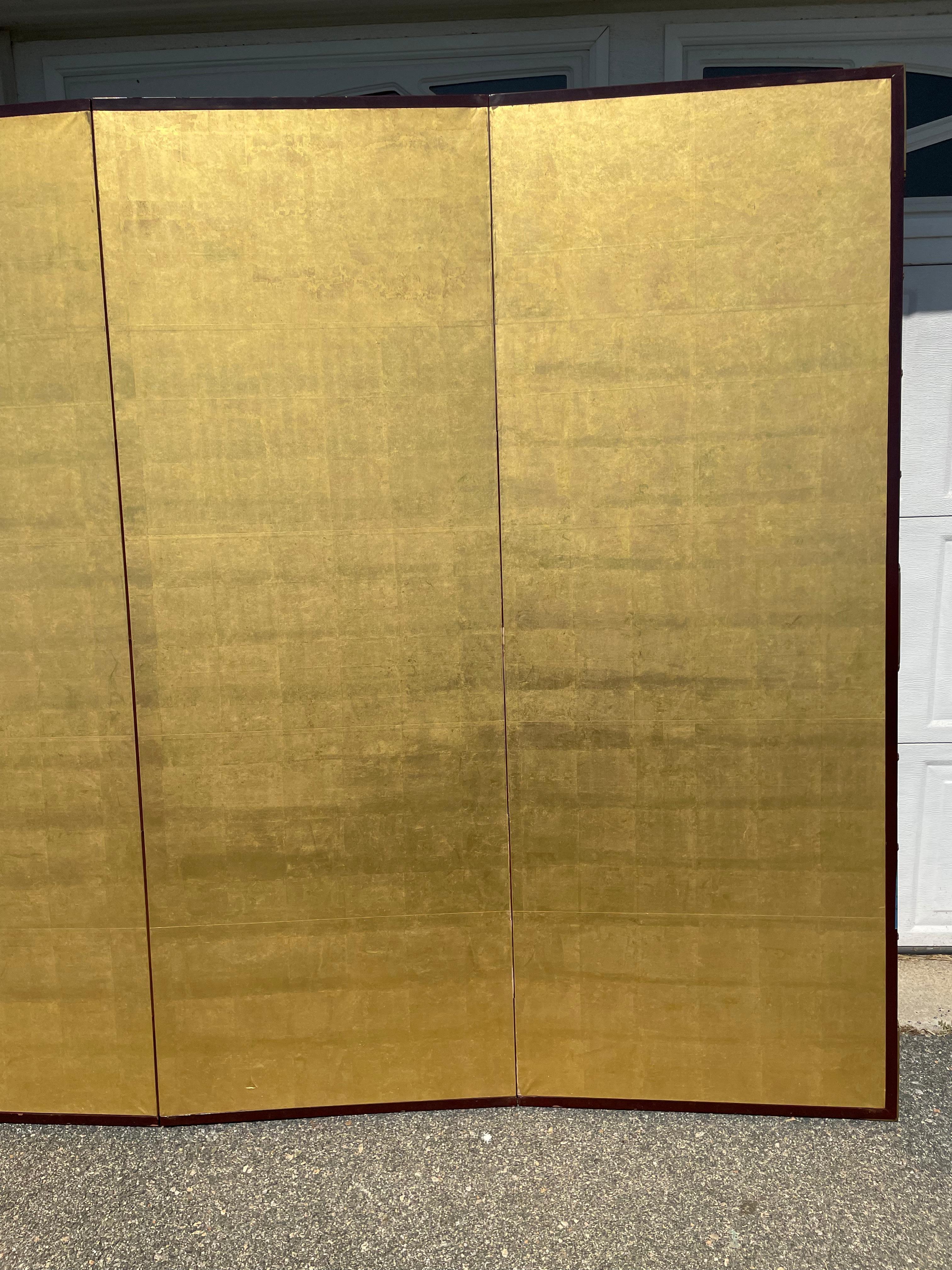 Japanese Fine Antique Stunning Gold Leaf Screen 3