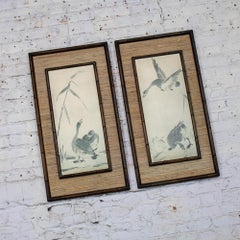 Japanese Fine Art Prints by Tesshu Tokusai Reeds w/Geese Resting & In Flight