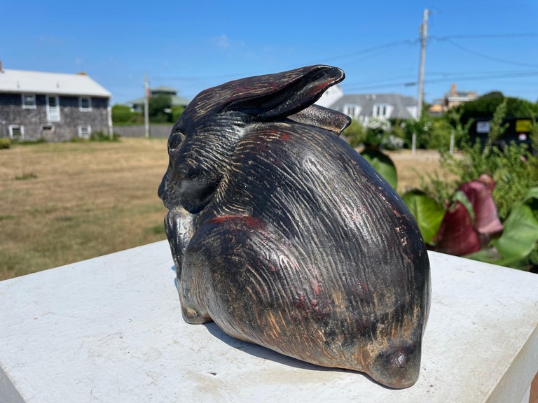 Japanese Fine Big Old Classic Furry Bronze Rabbit For Sale 1
