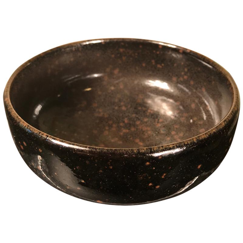 Japanese Fine  "JET BLACK TENMOKU"  Tea Bowl, Hand-Built and Hand Glazed