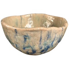 Japanese Fine BLUE IMPRESSIONS TEA BOWL" Hand-Built and Hand Glazed