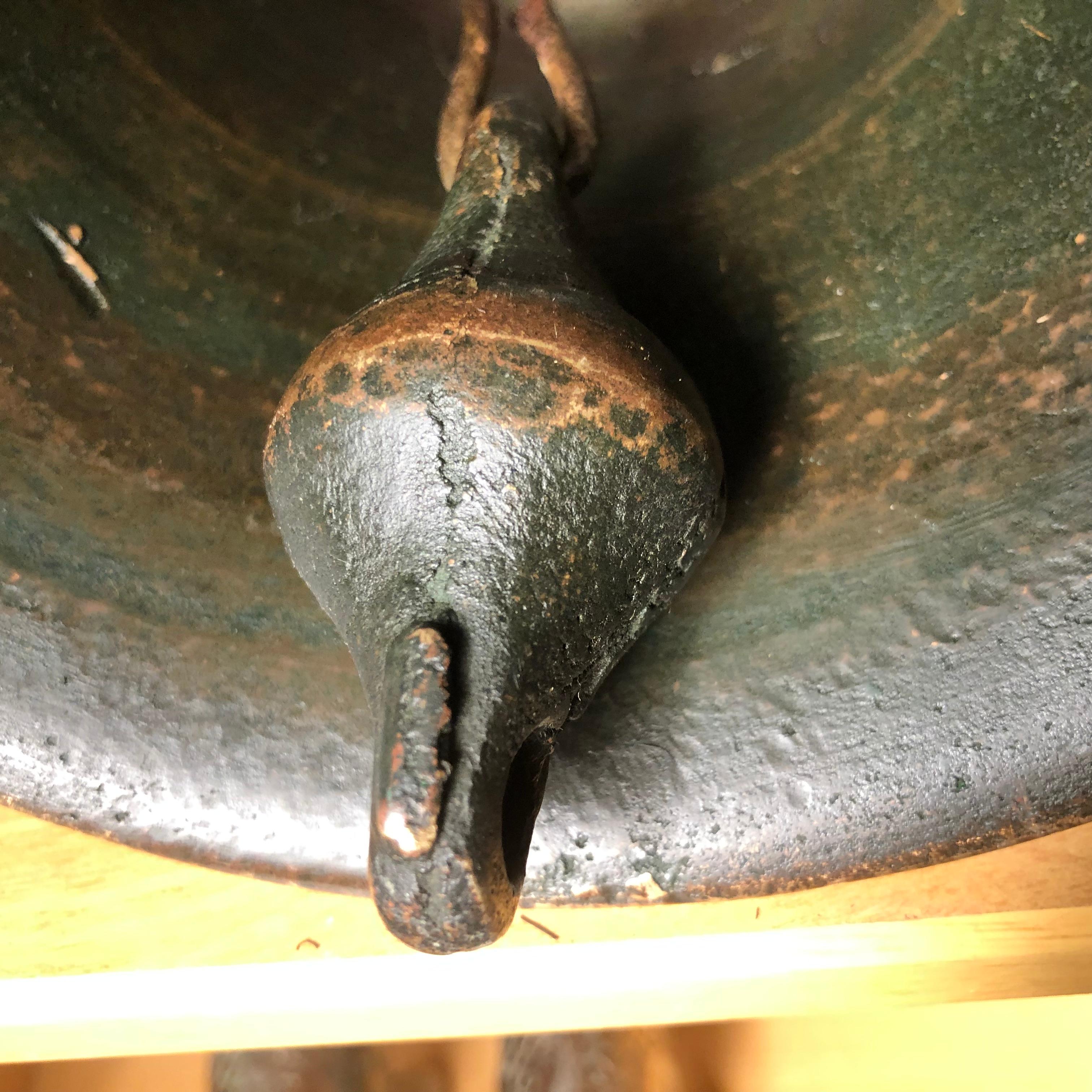 Japanese Fine Bronze Ships Bell With Fine Patina, Bold Sound & Signed 6