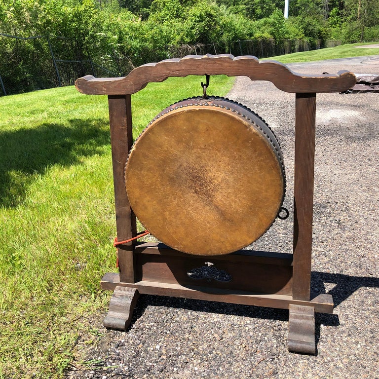 Japanese Fine Gong Drum On Stand, 19th Century Immediately Playable at 1stDibs