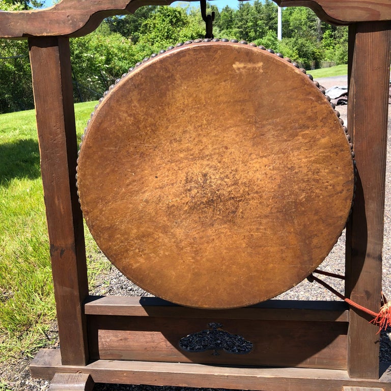 Japanese Fine Gong Drum On Stand, 19th Century Immediately Playable at