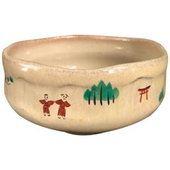 Japanese Fine  "FRIENDS OVER TEA"  Tea  Bowl, Hand-Built and Hand Glazed
