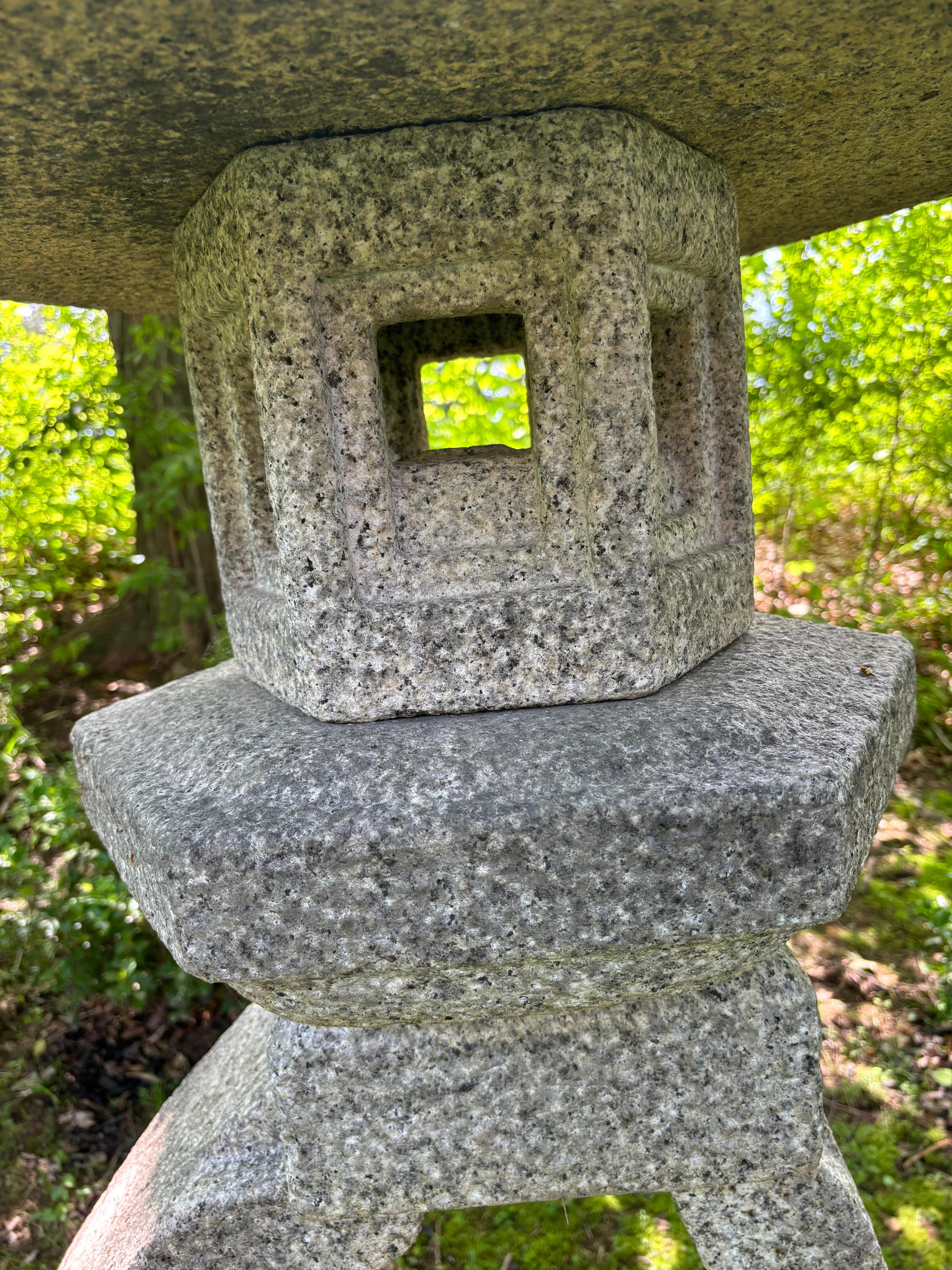 Japanese Fine Hand Carved two-legged Stone Lantern Kotoji , Hard To Find For Sale 1