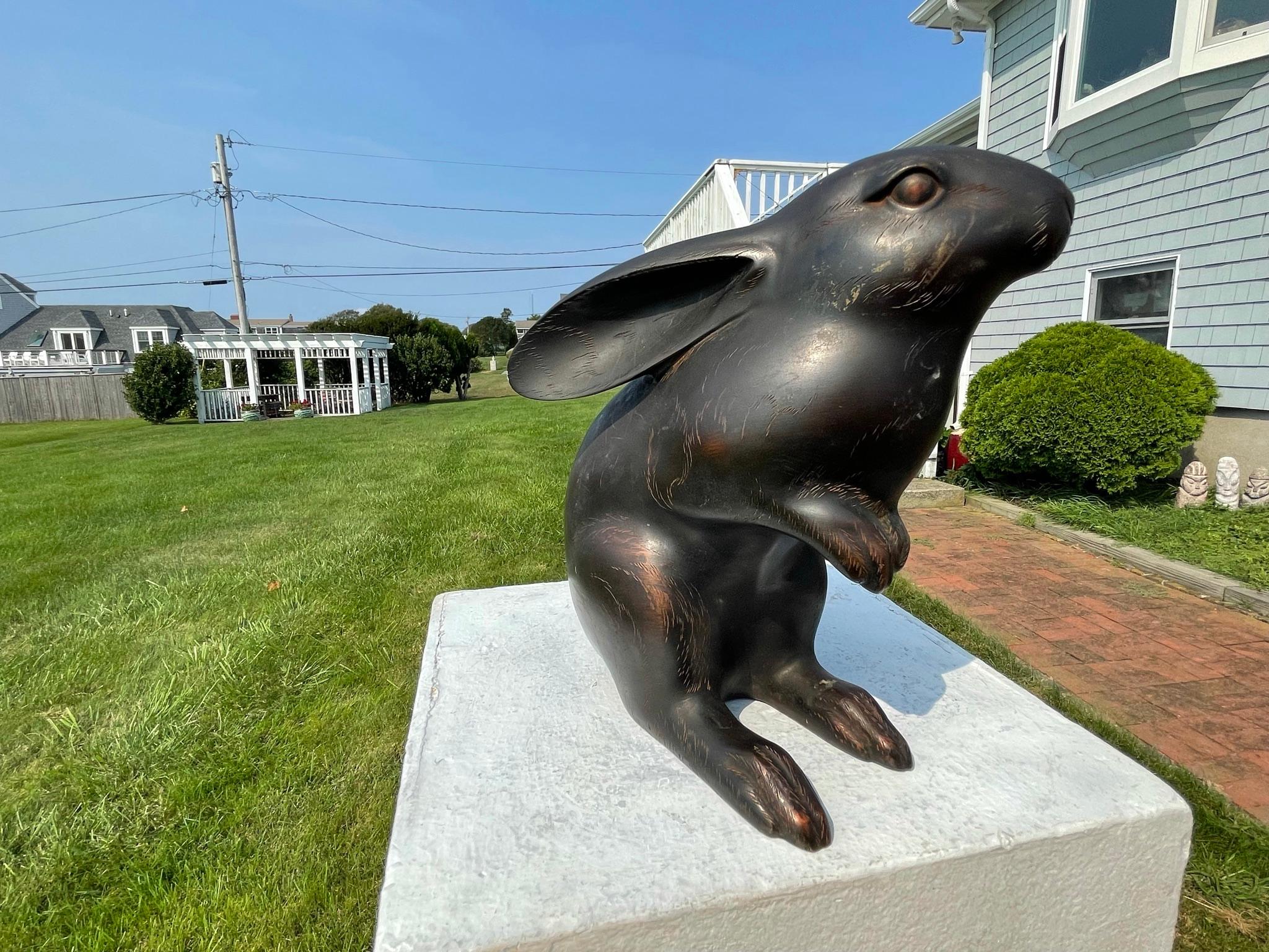 Japanese Fine Large Old Bronze Rabbit 1