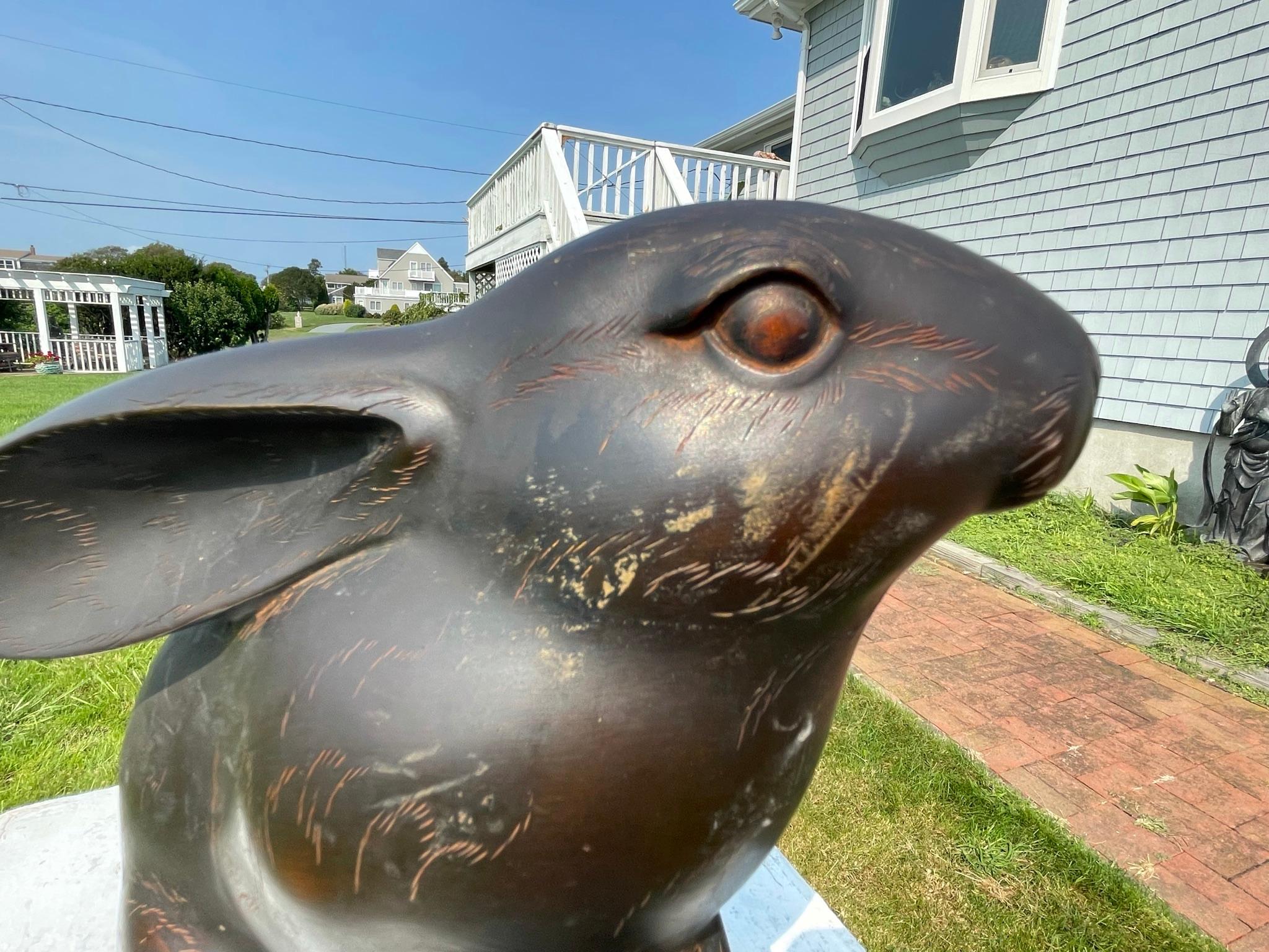 Japanese Fine Large Old Bronze Rabbit 2