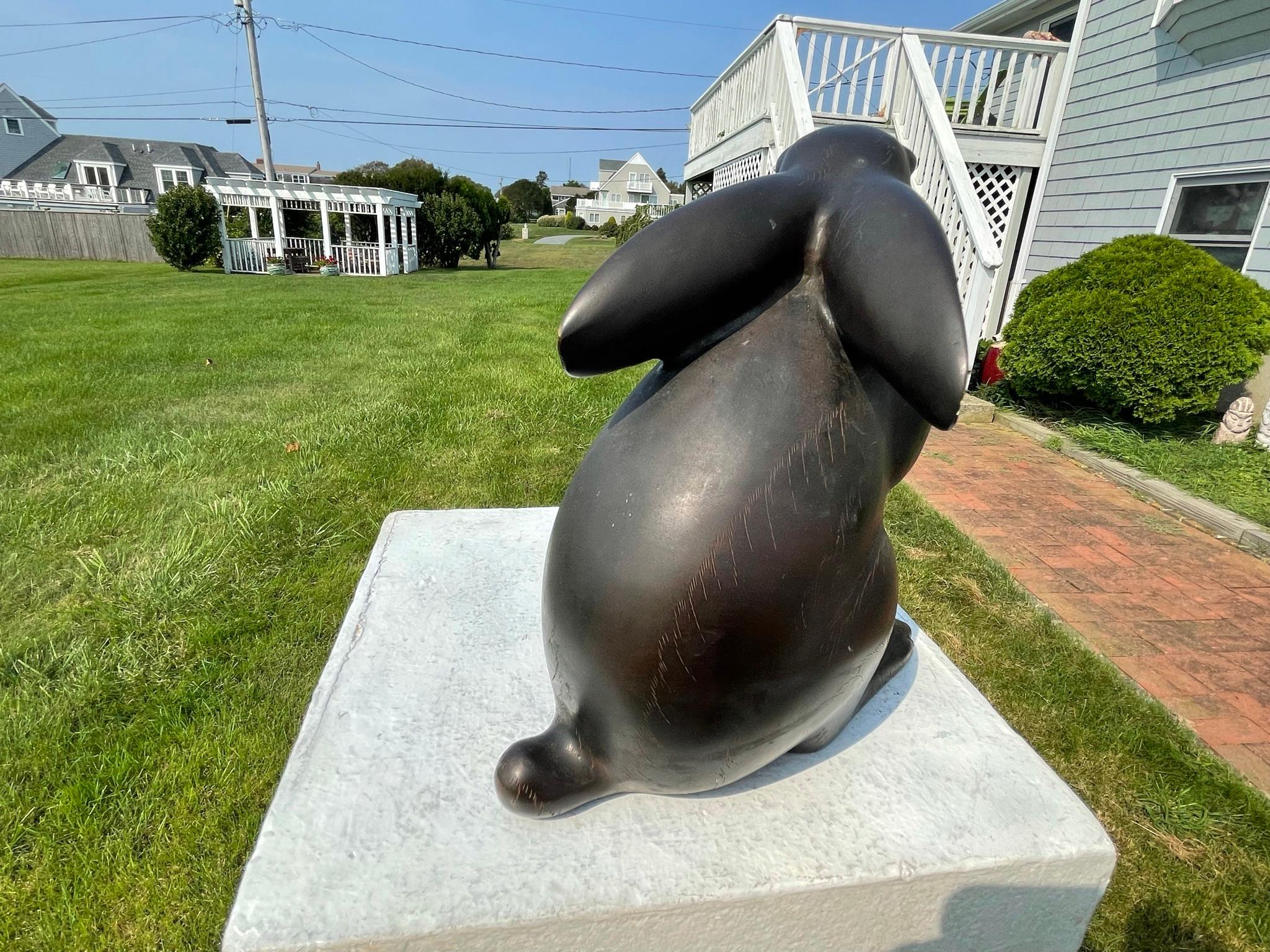 Japanese Fine Large Old Bronze Rabbit 3