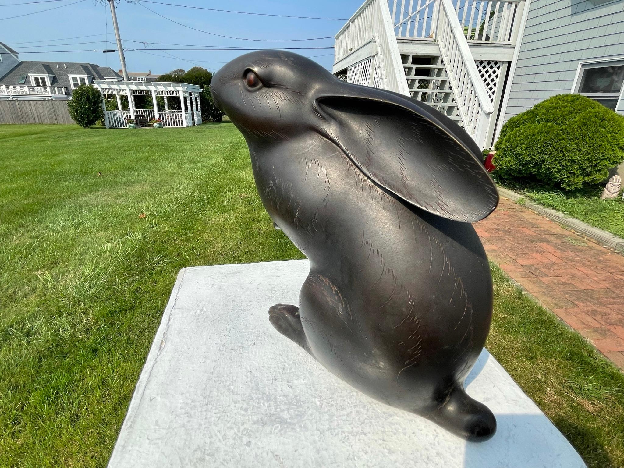 bronze rabbit sculpture