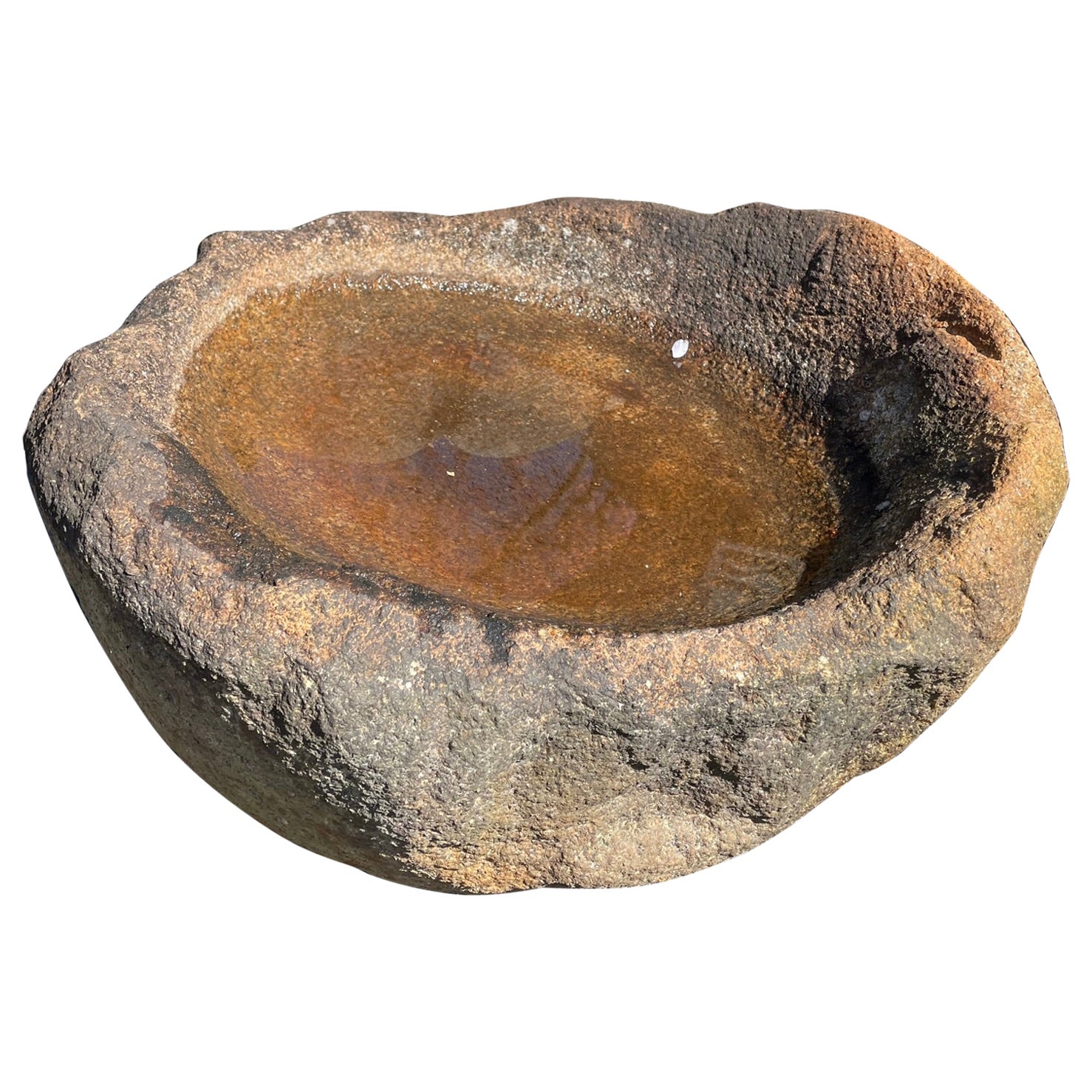 Japanese Fine Large Old Red Natural Stone Mountain Planter And Water Basin