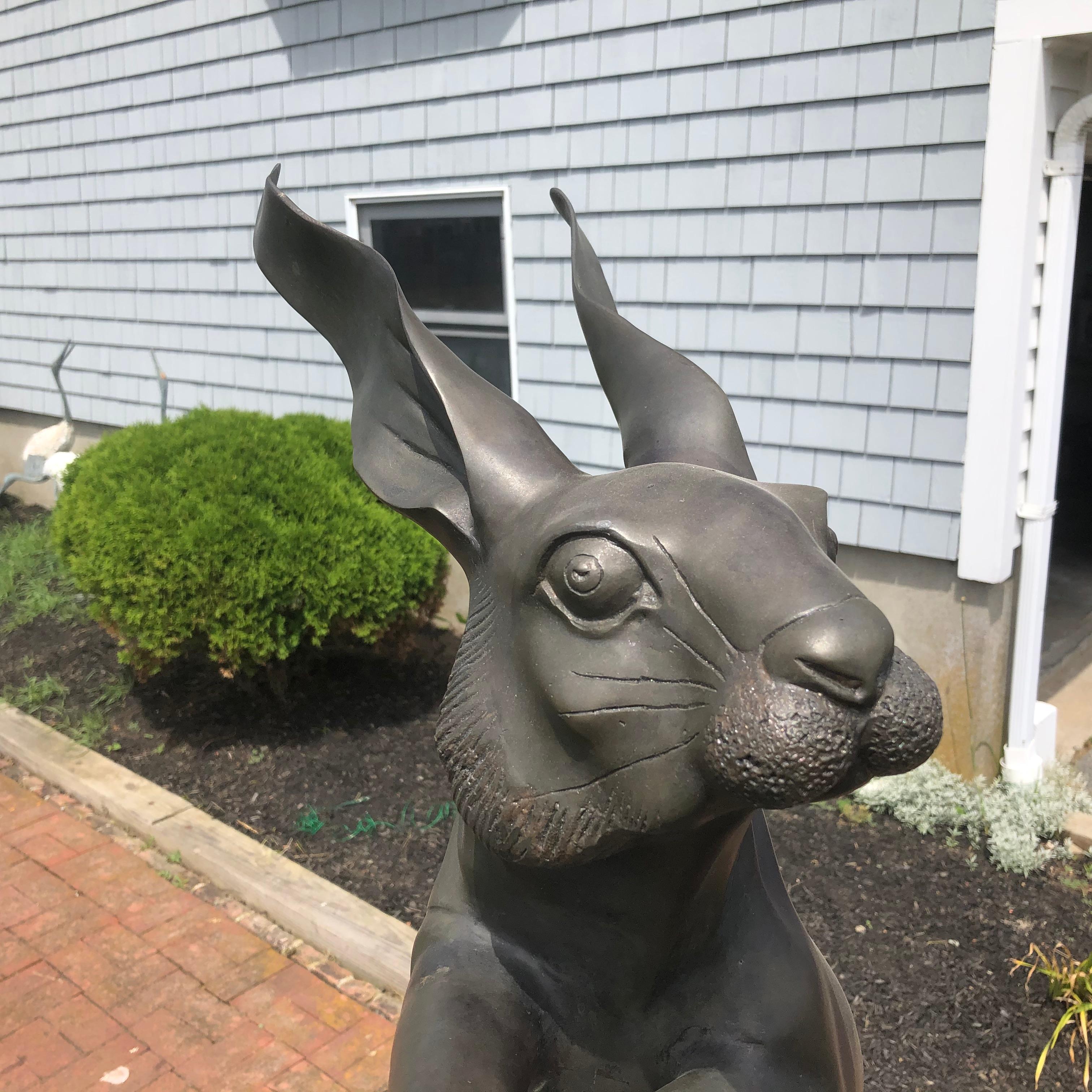 Hand-Crafted Japanese Fine Massive Bronze Rabbit Usagi