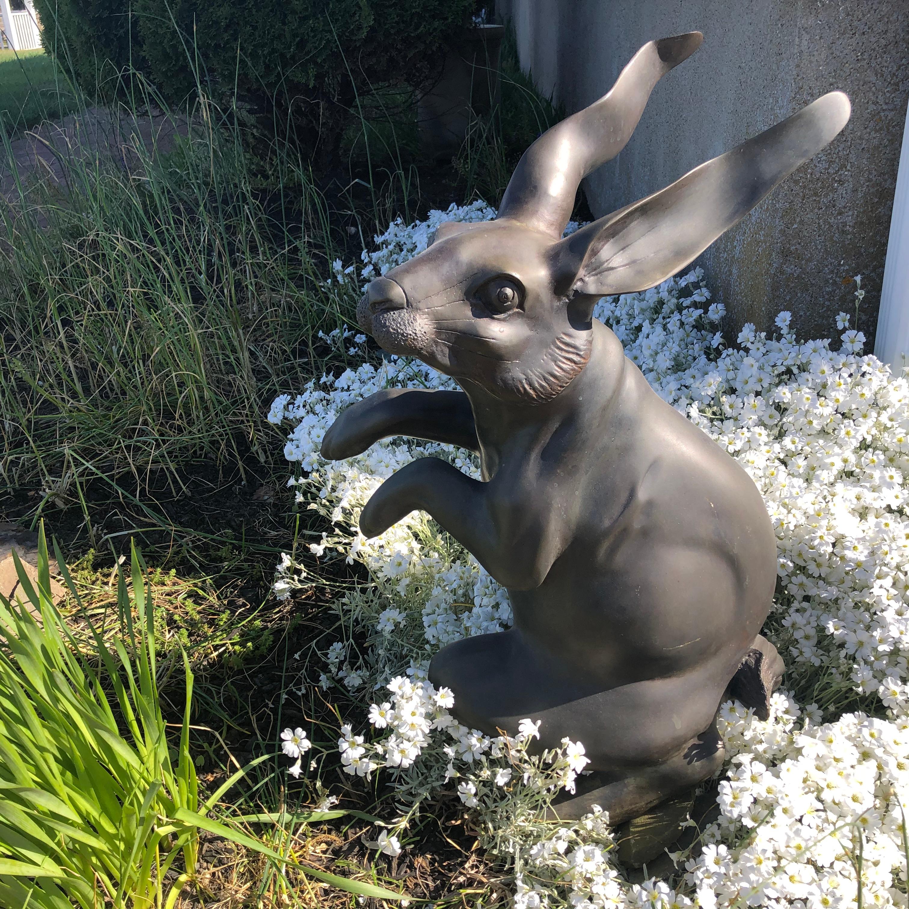 Showa Japanese Fine Massive Bronze Rabbit Usagi