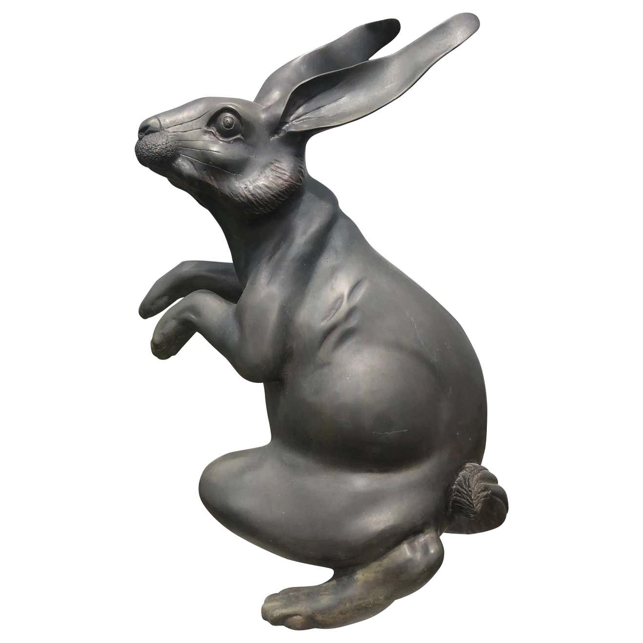 Japanese Fine Massive Bronze Rabbit Usagi at 1stDibs