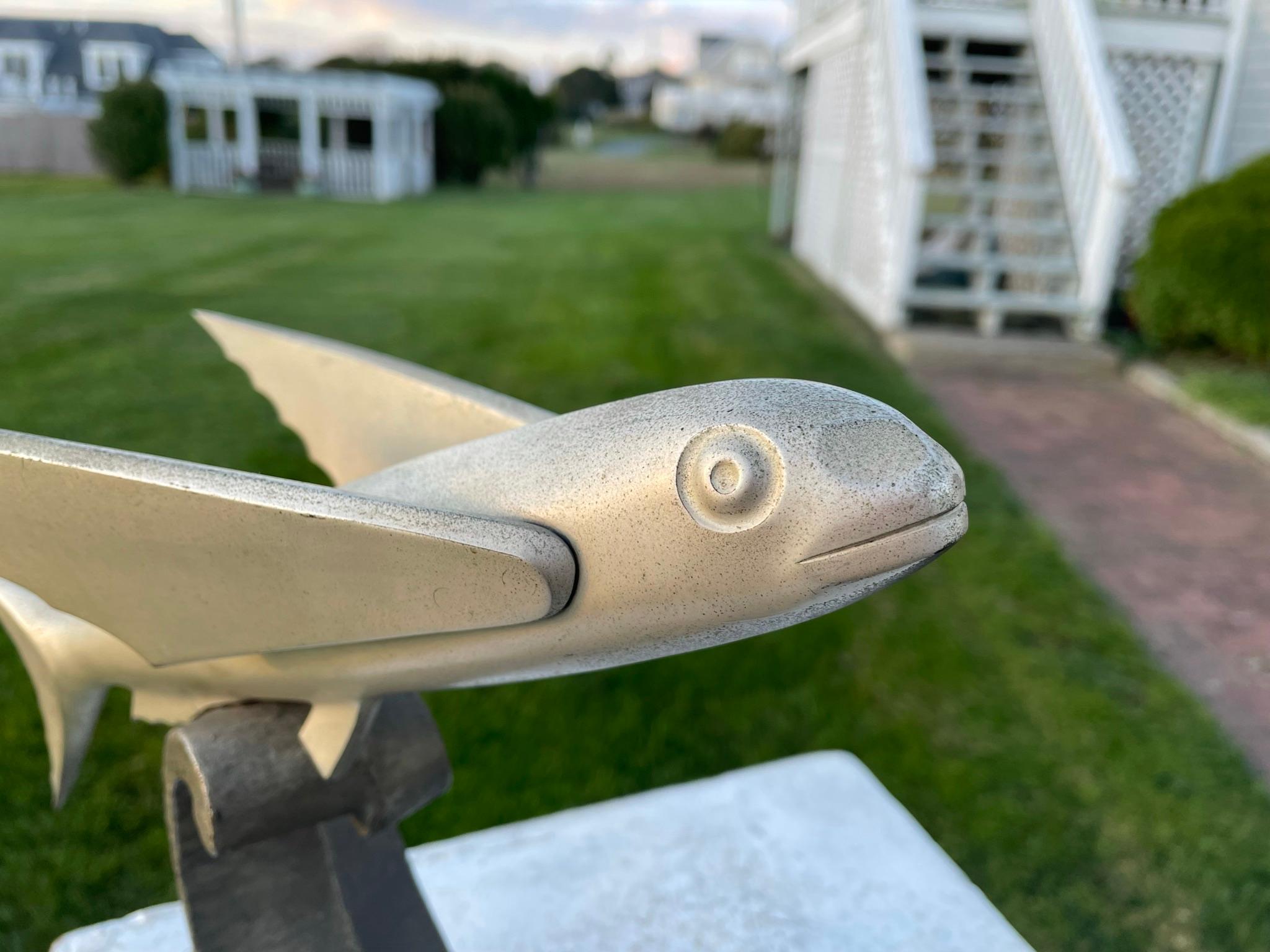 Japanese Fine Old Flying Fish Hood Ornament In Good Condition For Sale In South Burlington, VT