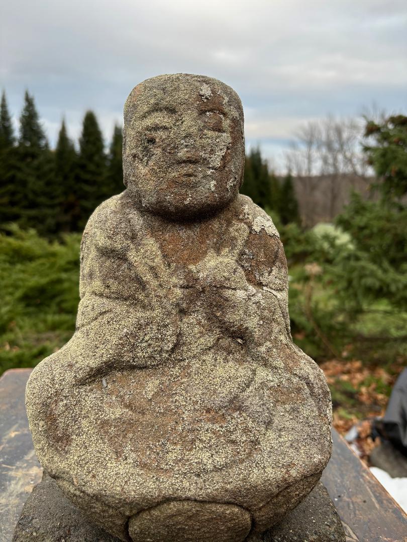 Taisho Japanese Fine Old Stone Seated Buddha 