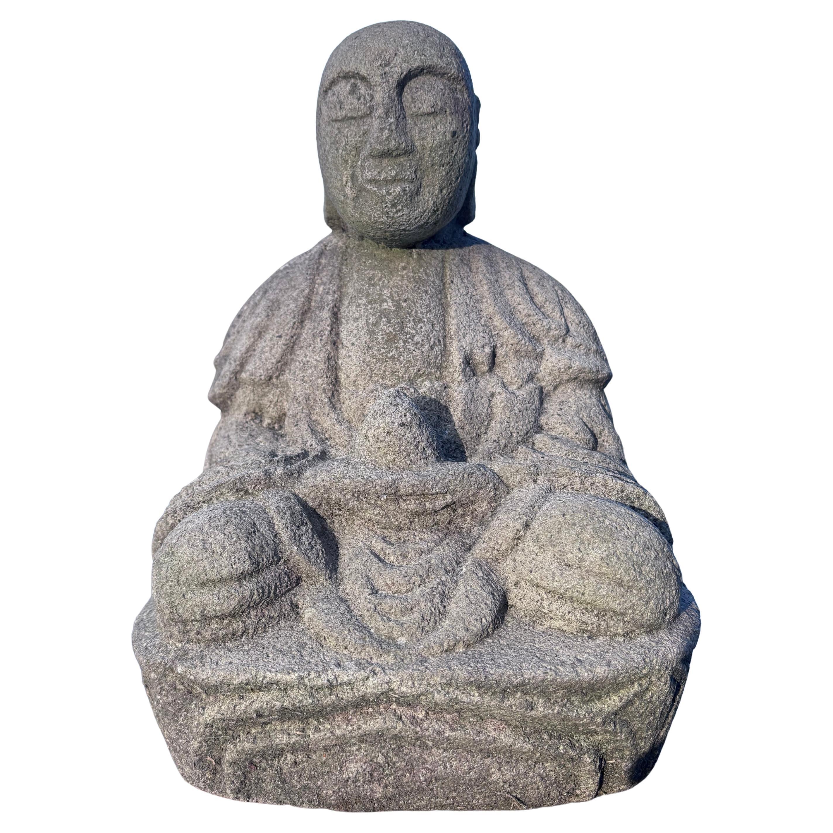 Japanese Fine Old Stone Seated Buddha