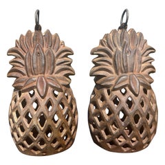 Japanese Fine Old Vintage Pair "Pineapple Welcome"  Garden Lanterns