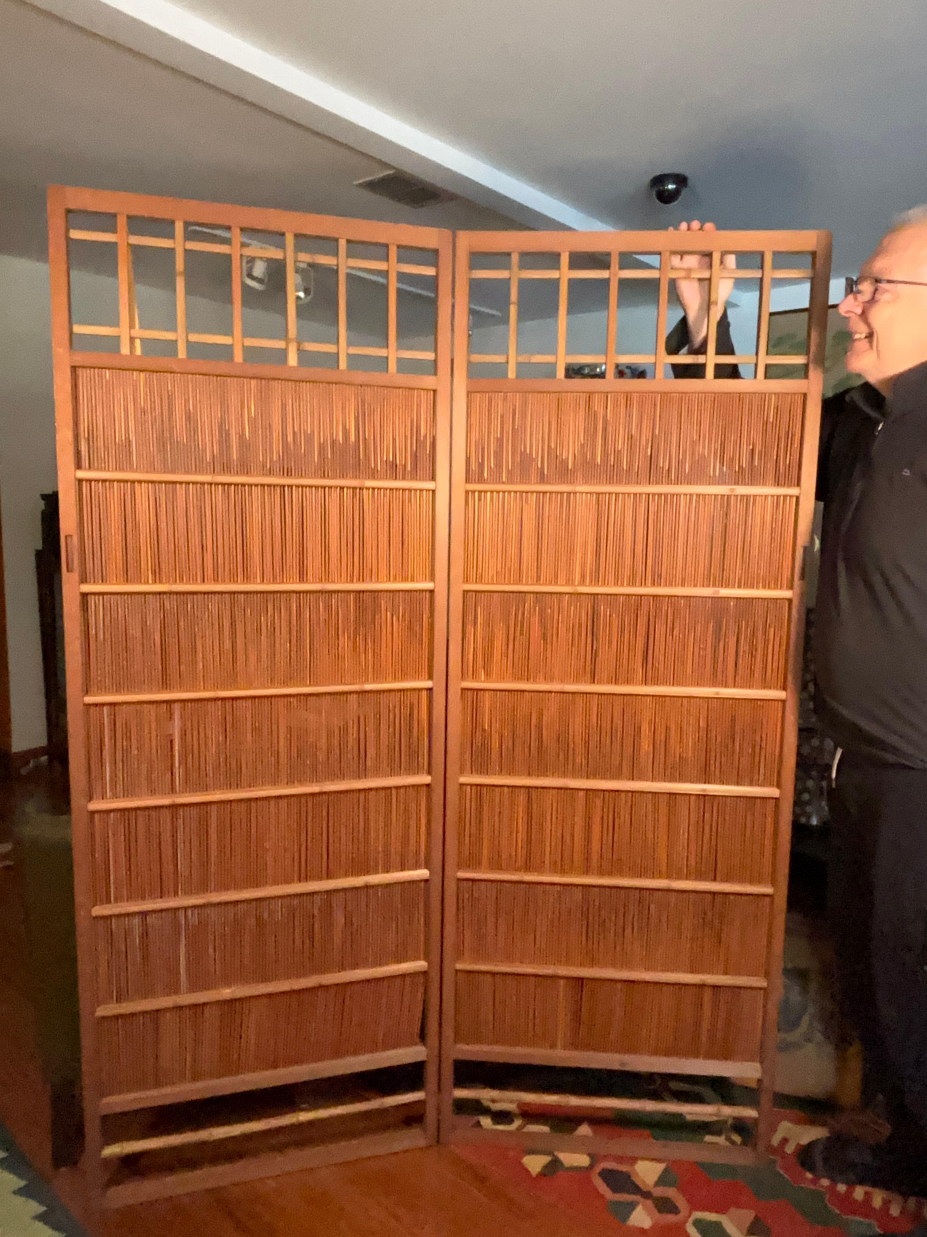 Showa Japanese Fine Pair Arts And Crafts Shoji Door Screens For Sale
