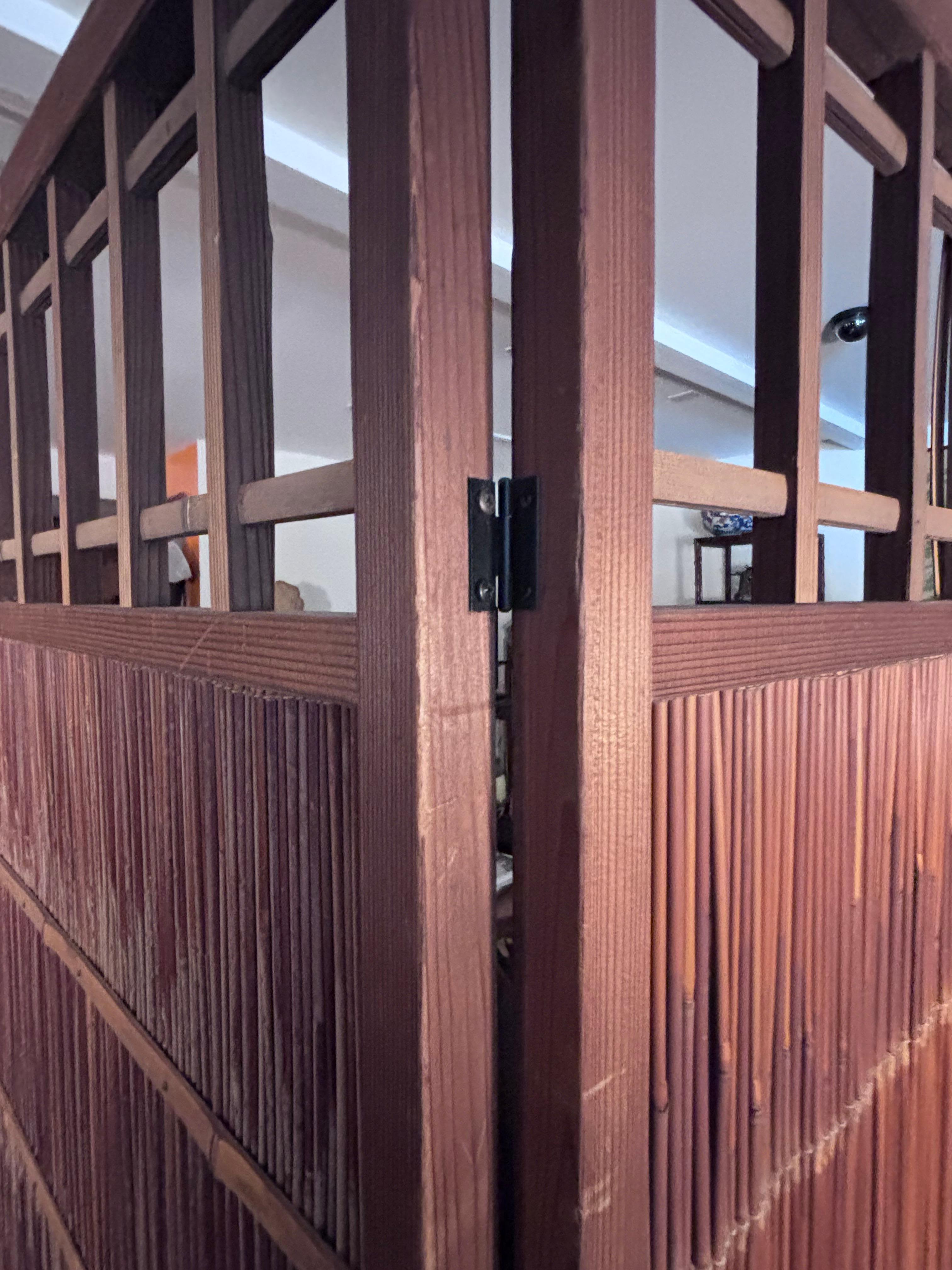Bamboo Japanese Fine Pair Arts And Crafts Shoji Door Screens For Sale