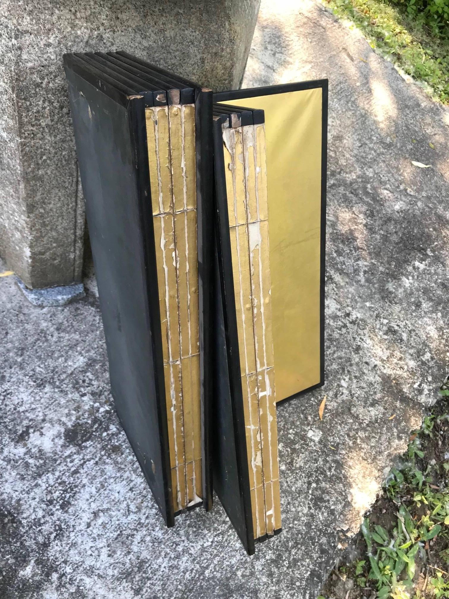 Japanese Fine Pair of Antique Gold Leaf Screens, Perfect for Small Spaces 5