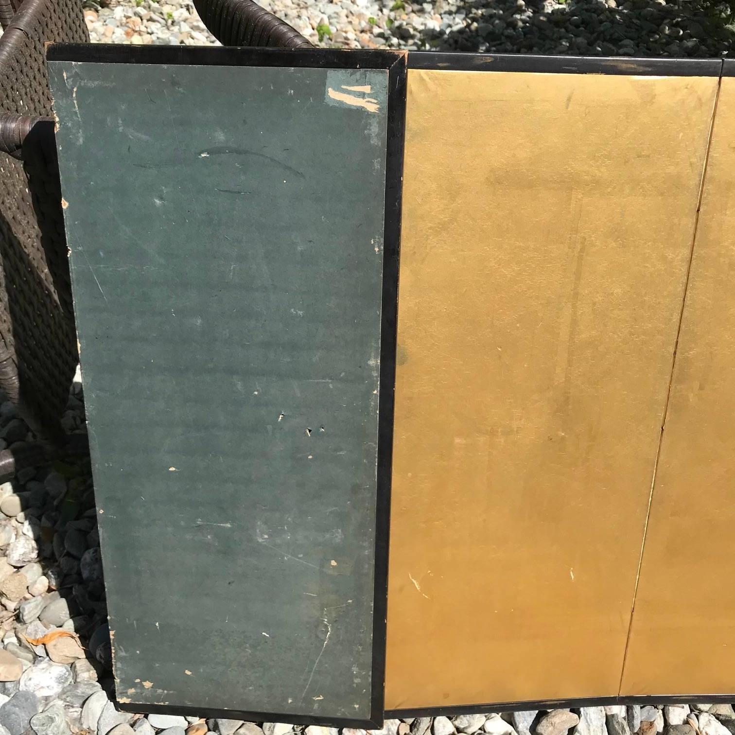 Japanese Fine Pair of Antique Gold Leaf Screens, Perfect for Small Spaces 6