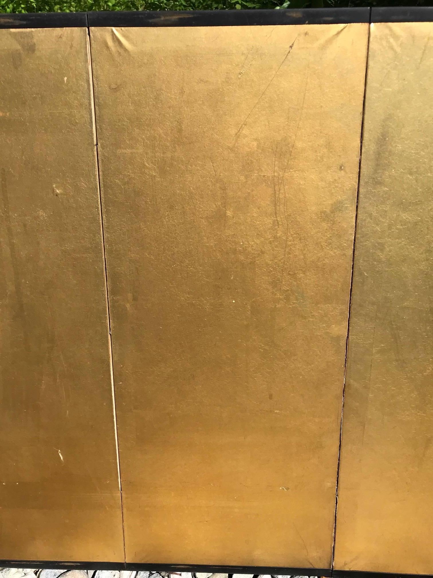 Japanese Fine Pair of Antique Gold Leaf Screens, Perfect for Small Spaces In Good Condition In South Burlington, VT