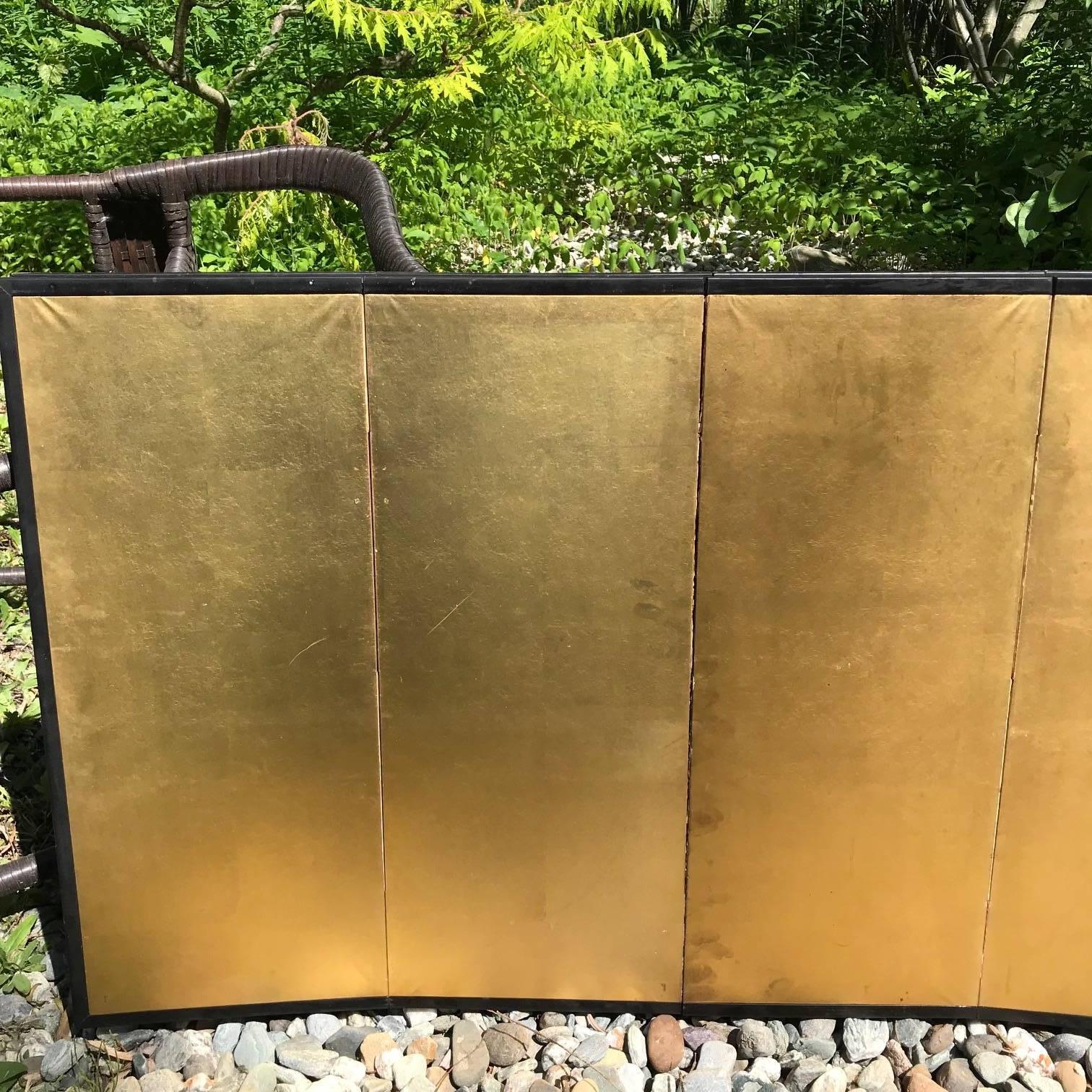 Japanese Fine Pair of Antique Gold Leaf Screens, Perfect for Small Spaces 3