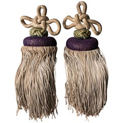 Japanese Fine Pair of Antique Hand Woven Silk Tassels
